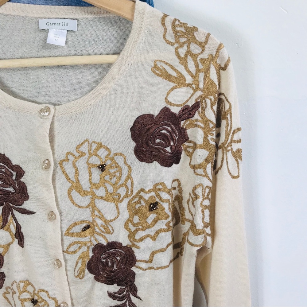 Garnet Hill Medium Button Up Sweater NWOT 100% Merino Wool Y2K Grannycore